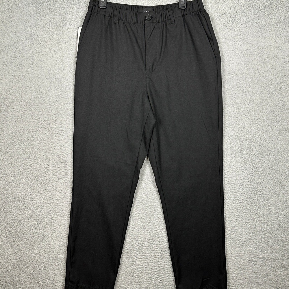 NEW Obey Pants Mens Medium Black Golf Elastic Waist Tapered Drawstring Chinos